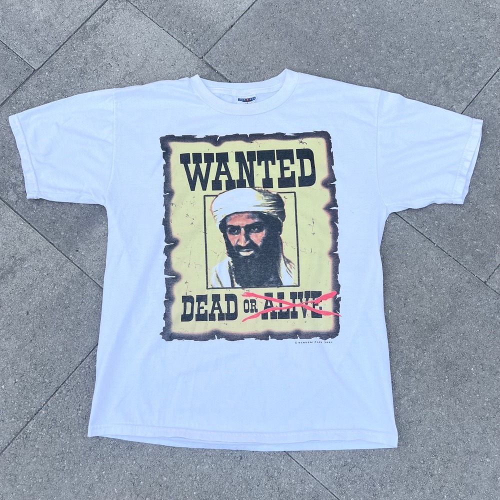 Vintage 2001 Jerzees Wanted Dead or Alive Graphic T-Shirt White Men Large